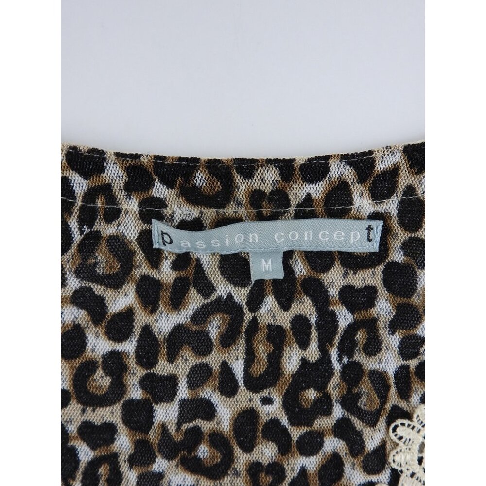 Vintage Passion Concept Leopard Lace Boho Tunic Top Womens Sz M Y2K - Picture 5 of 12